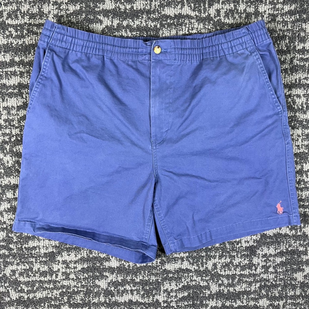 Polo Ralph Lauren Shorts Mens XXL Blue Classic Fit Elastic Waist Cotton Blend